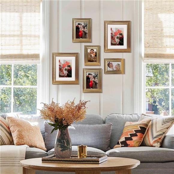 8x10 Inch 2 Pack Ornate Champagne Gold Picture Frame Set for Table Top Display - Picture 5 of 6